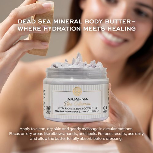 Arianna Skincare Ultra Rich Mineral Body Butter Dead Sea Body Butter For Dry Skin Repair Rich Vegan Hydrating Moisturizer (Milk & Honey)
