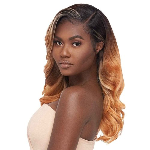 Outre Melted Hairline Lace Front Wig Frontal Effect Hairline No Plucking Required Baby Hairs Included Pre Attached Wide Elastic Band HD Transparent Lace DIVINE (1B)