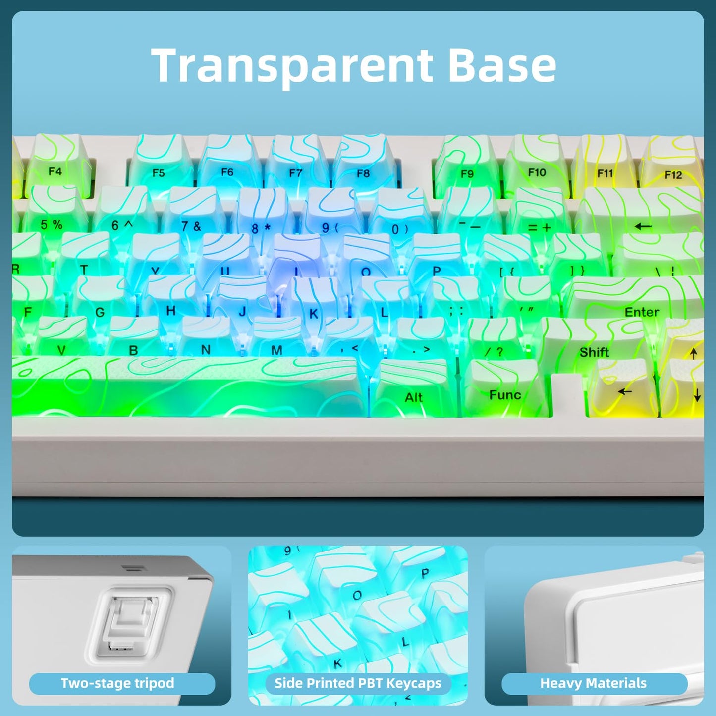 ZORNHER ZH980 Wireless Mechanical Gaming Keyboard,95% White Hot-Swappable Custom Creamy Keyboard with Number Pad,Shine Though IMD PC Keycaps,Pre-lubed Linear Switches,RGB Backlit