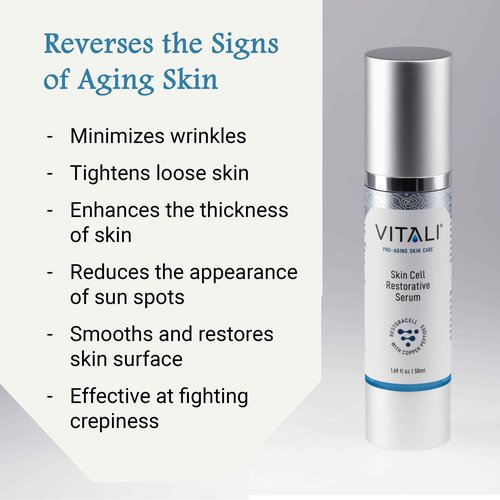Vitali 2% GHK-Cu Copper Peptide Serum – Lightweight Hydrating Serum for Smoother, Radiant-Looking Skin – 1.69 fl oz