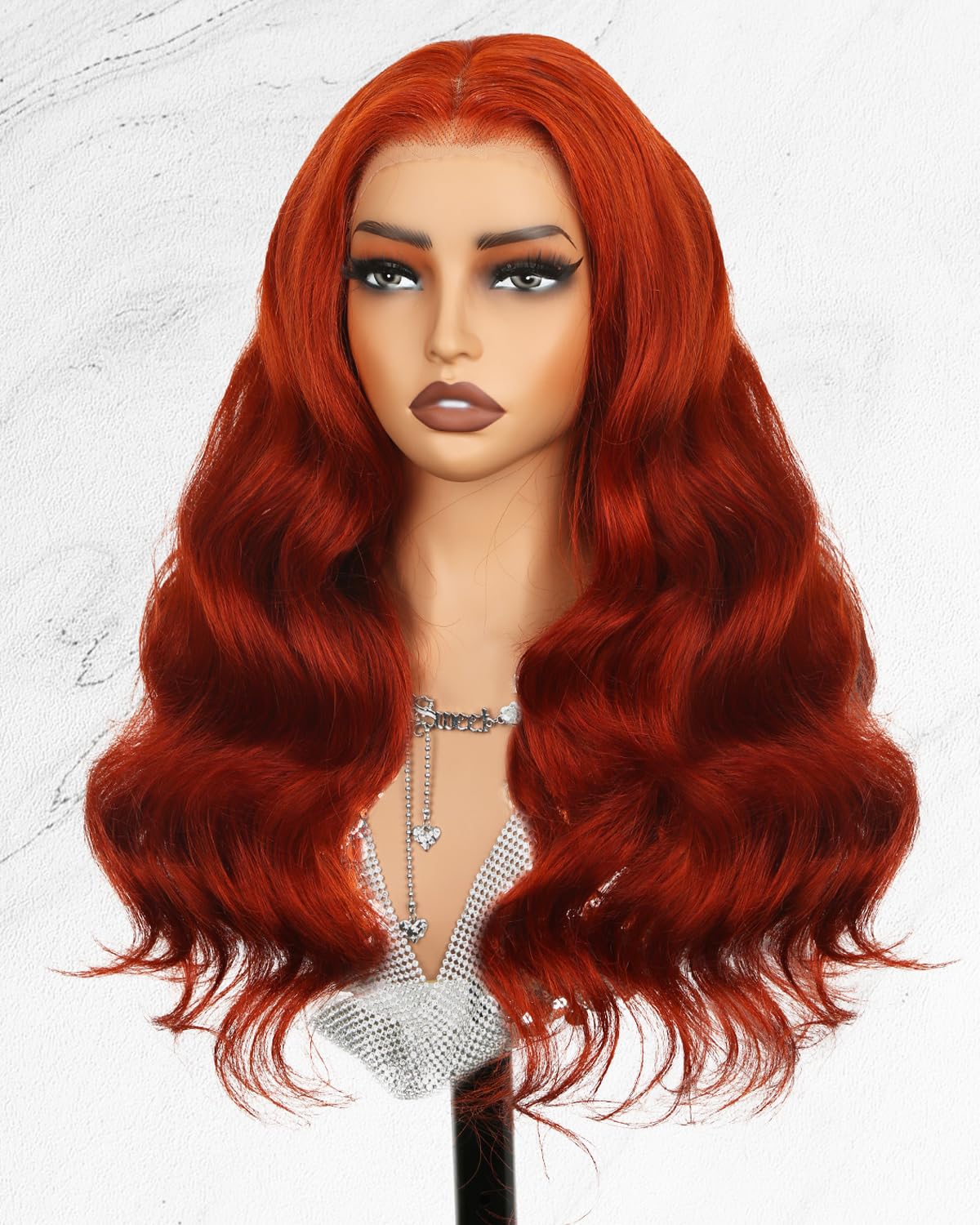 Ginger Orange Body Wave HD Lace Frontal Wigs Human Hair，200% Density 350# 13X4 Lace Front Wigs Human Hair Pre Plucked for Women 18inch