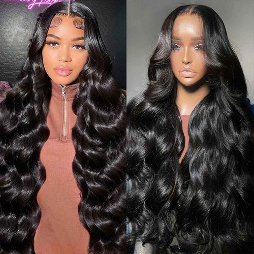 Body Wave Lace Front Wigs Human Hair 200% Density Glueless HD Transparent 13×4 Lace Frontal Wigs Human Hair Brazilian Virgin Wig for Women Pre Plucked Bleached Knots with Baby Hair(24 Inch)