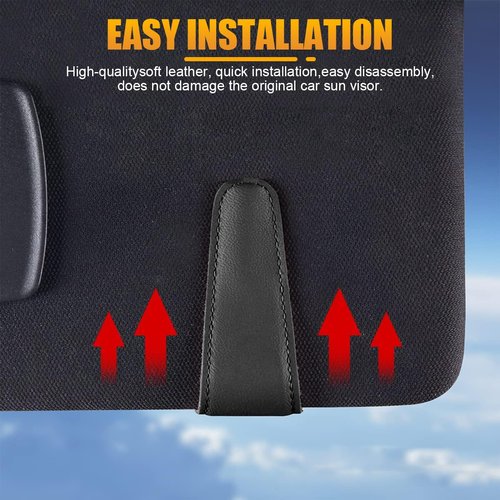 AICEL Sunglasses Holders for Car Sun Visor, Leather Eyeglasses Hanger Mounter, Magnetic Glasses Holder and Ticket Card Clip, Auto Interior Accessories Universal for SUV Pickup Truck