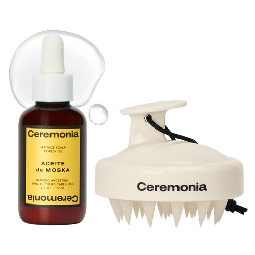 Ceremonia Scalp Power-Duo Aceite de Moska & Scalp Masajeador Aloe Vera Babassu Castor 2 Fl Oz 60 mL