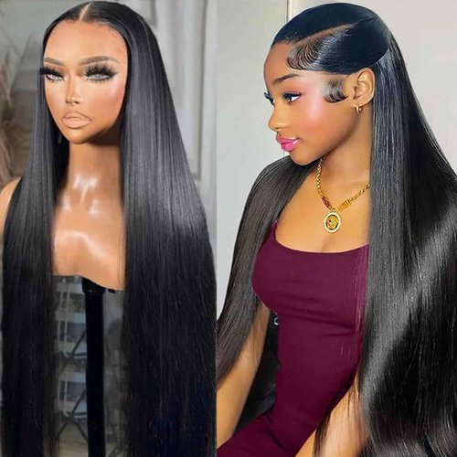 Lemoda 13x6 Straight Lace Front Wigs Human Hair 180% Density 13x6 HD Transparent Lace Front Wig Pre Plucked 15A Brazilian Virgin Glueless Human Hair Wigs for Women 18 Inch