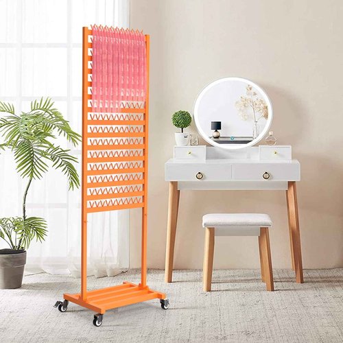 foriy Braiding Hair Rack 300 Pegs Metal Hair Extension Holder 2-Sided Adjustable Hair Braid Tools Hair Separator Stand with Wheels Tangerine Yellow Standing Braid Rack for Hair Stylist