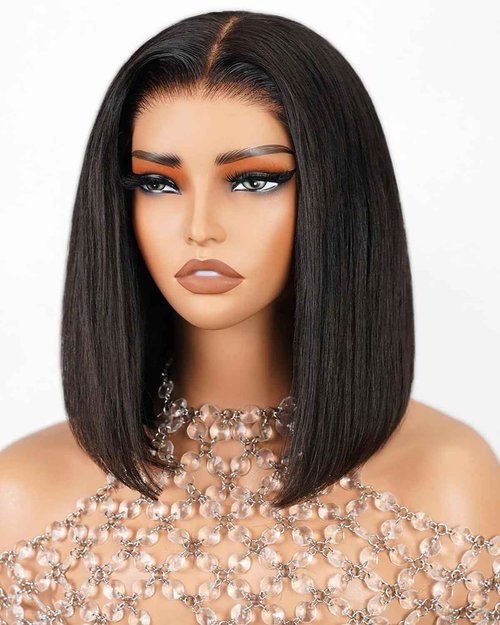 Arabella Hair 5x6 Bob Wig Human Hair Ready to Go Glueless Wigs Human hair 12A Straight Glueless Bob Wig Pre Cut Lace Pre Plucked Bleached Tiny Knots 12inch