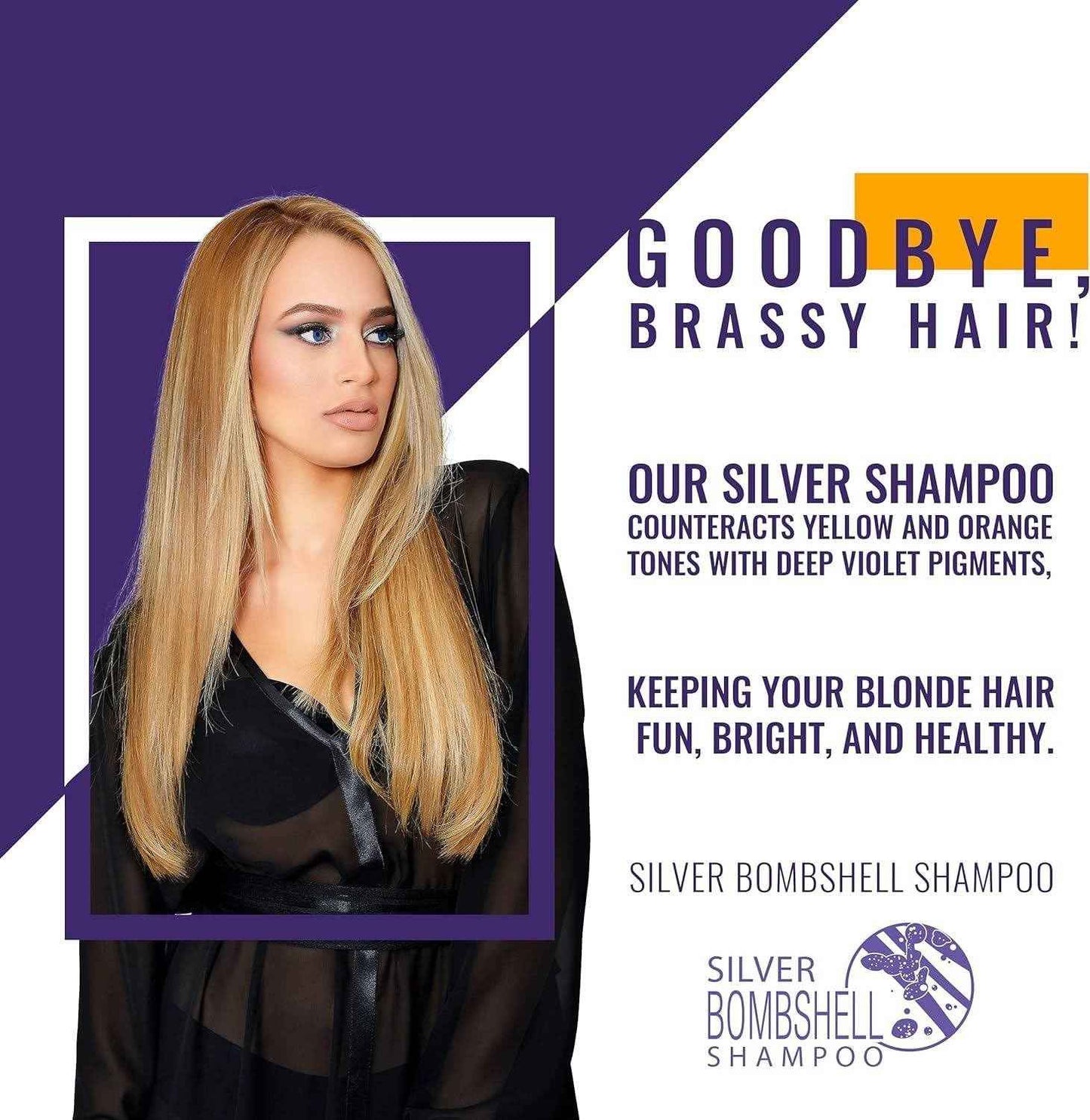 GK HAIR Global Keratin Silver Bombshell Purple Shampoo (24 Fl Oz/710ml) For Blonde, Platinum, Ash, Silver & Gray Hair Moisturizes Dry & Damaged Removes Yellow Brassy Tones