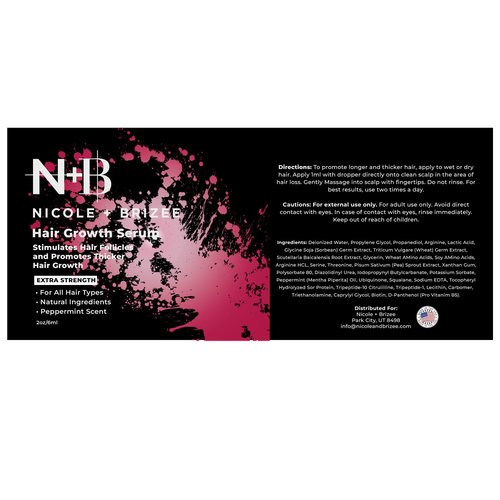 N+B Hair Growth Serum - Helps Promote Thicker, Fuller, & Healthier Hair w/Biotin, Natural-Based Formula, Helps Prevent Hair Fall & Thinning, For Women In All Hair Types - (2oz.) (6-Pack)