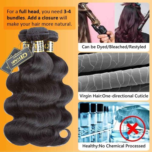 QTHAIR 16A Grade Brazilian Virgin Body Wave Hair (12 14 16,300g/10.5OZ,Natural Black)100% Unprocessed Brazilian Body Wave Virgin Human Hair Extensions Body Wavy Brazilian Human Hair for All Women