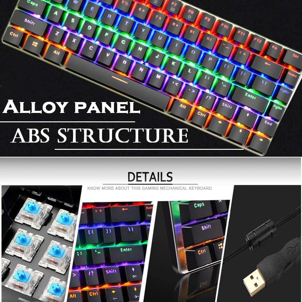 ZIYOU LANG Gaming Keyboard and Mouse and Mouse Pad,Wired Green Backlit Mechanical Keyboard,Superlight RGB Gaming Mouse,12000DPI Optical Sensor,6 Programmable Buttons Mice for PC Gamers