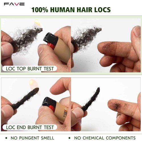 FAVE 6 Inch Human Hair Dreadlock Extensions, Upgraded Loc Extensions 100% Handmade Dreads Extensions for Women Can Be Dyed/Bleached/Curled (Width 0.6cm，Natural Black，30 Strands)