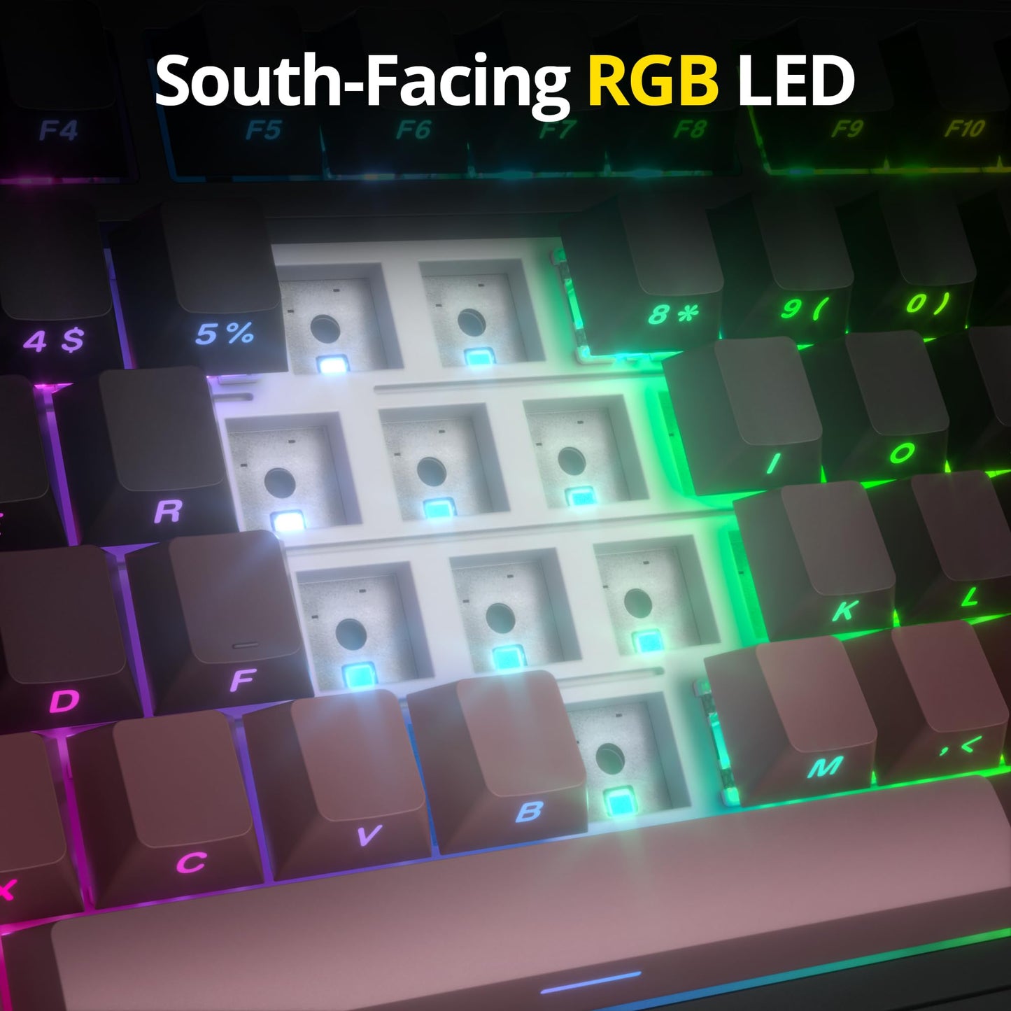 surmen M75 75% Wireless Creamy Keyboard with Gasket, Pre-lubed Triple Mode Bluetooth Mechanical Gaming Keyboard BT5.0/2.4Ghz/USB with Sound Absorbing Pads Hot-Swap(Sunset)