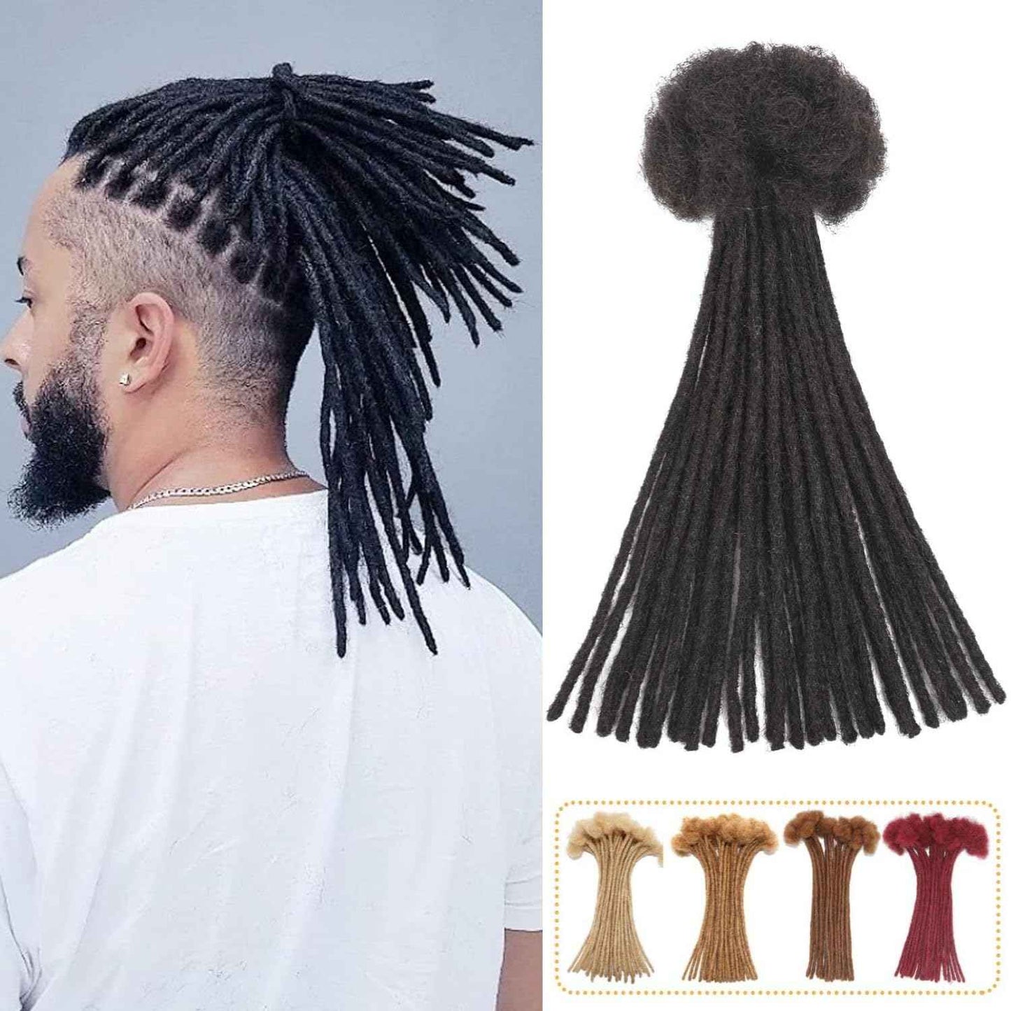 Loc Extensions Human Hair 60 Strands 0.4 cm 10 Inch Dreadlock Extensions Human Hair Loc Extensions Dreads Extensions for Men Women Kids Real Human Hair Locs 1B Natural Black Handmade Permanent Locs