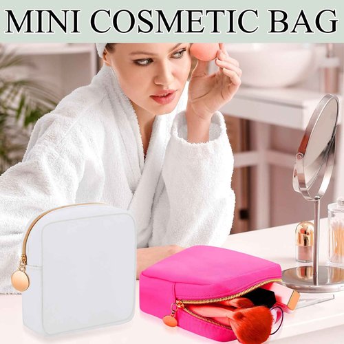 Paterr 50 Pieces Nylon Make up Pouch Bag Bulk Mini Cosmetic Bag with Zipper Travel Small Makeup Pouch Organizer End of the Year Gifts Bulk for Women