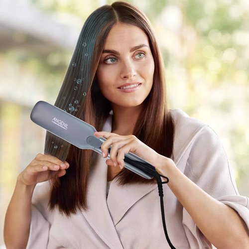 ANGENIL 2 in 1 Straightener and Curler, Ceramic Professional Flat Iron 1.75 Inch Wide, Anti-Scald Straightening Iron, Dual Voltage Hair Straightener for Women with Silicone Pad, LCD, 20S Fast Heating