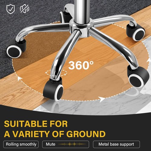 WKWKER Rolling Stool Swivel with Wheels Height Adjustable Stool with Low Back Rolling Chair for Office Kitchen Desk Home Salon Shop Lab Counter (Black)