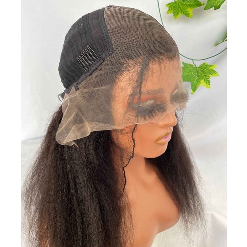 Dreambeauty 250% High Density Kinky Straight Lace Front Human Hair Wigs Brazilian Human Hair Lace Front Wig with Baby Hair for Women Natural Color (18 inch)