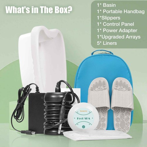 VnioLife Ionic Foot Bath Detox Machine Ion Foot Detox Spa for Home Portable Detox Foot Spa System Ionic Feet for Chi Cleanser Home Use, Beauty Salon SPA Club with Liners, Slipper,Portable Handbag