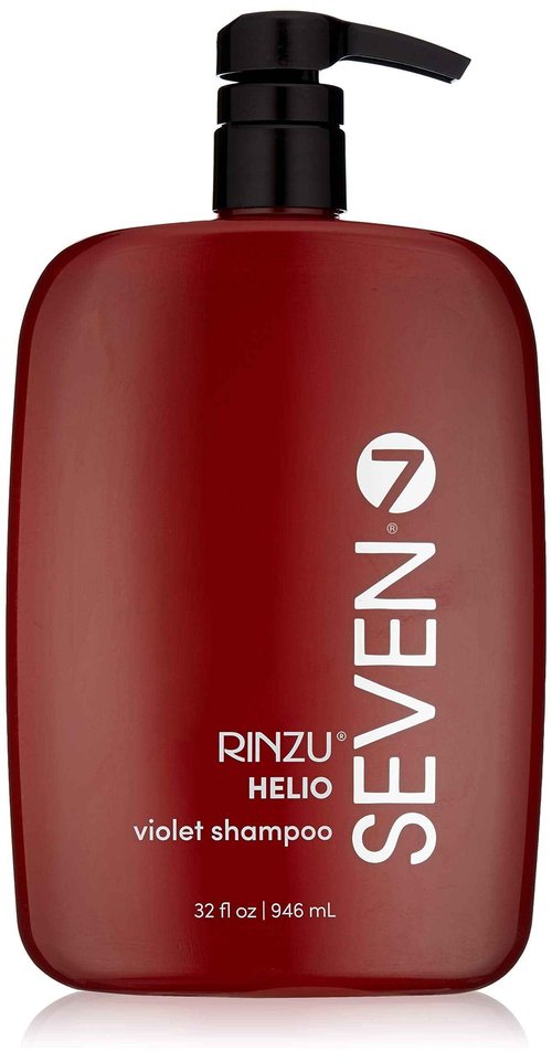 SEVEN Hair Care Rinzu Helio Violet Shampoo for Women & Men with Green Tea & Amino Acid, Purple Shampoo for Blonde Hair & Brassiness, Sulfate + Paraben Free, Cruelty Free, Made in USA, 32 oz