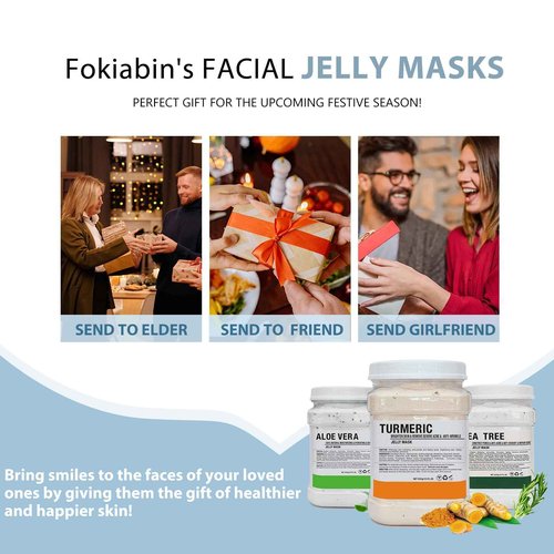 Fokiabin Jelly Mask for Facials Professional Hydrating Deep Cleaning Face Mask Set - 115Fl Oz 5 Treatments (Hyaluronic Acid,Bulgari Rose, Bamboo Charcoal,Lavender Essence,VC Essence)