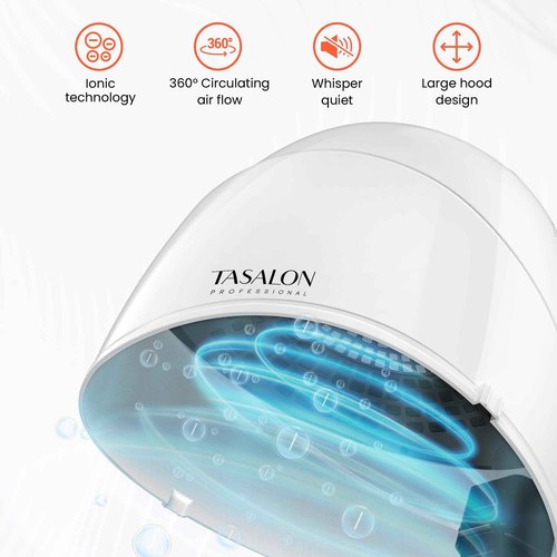 TASALON 1875W Ionic Hooded Hair Dryer Bonnet with 3 Heating Settings, Professional Sit Under Hair Dryers for Women with Ceramic Technology, Portable Hair Dryer with Hood, Hooded Dryer for Home & Salon