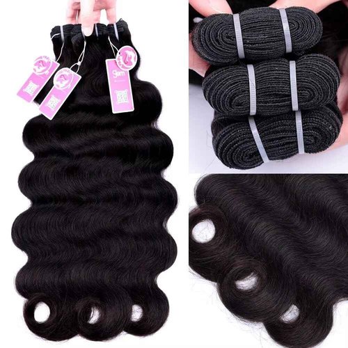 MSGEM 15A Body Wave Bundles Human Hair Brazilian Body Wave Human Hair Weave 1 bundle 28 Inch 100% Unprocessed Virgin Human Hair Extensions for Black Women Natural Color