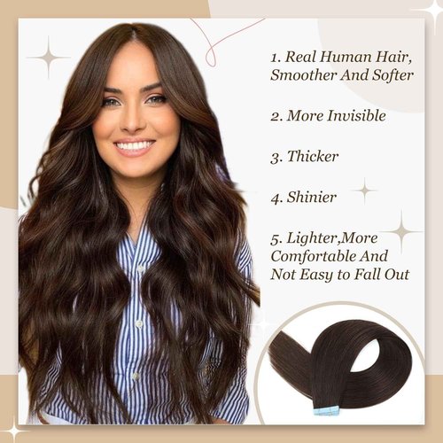 Tape in Hair Extensions Human Hair, Hair Extensions 18 Inch 20pcs 6p613 Remy Straight Human Hair Tape in Extensions Skin Weft Tape Extensions Human Hair