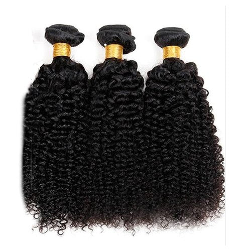 Wahairse Human Hair Bundles 26 28 30 Inch 1B Jerry Curly Natural Color Human Hair Unprocessed Brazilian Virgin 3 Bundles Quick Weave Human Hair Extensions(1B# Jerry Curly,26 28 30)