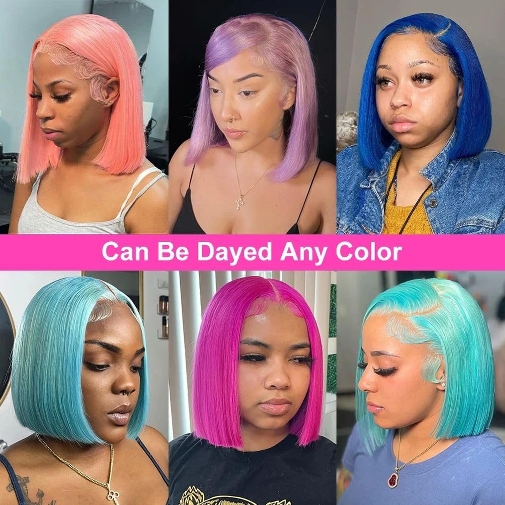 10 Inch 613 Bob Wig Human Hair 13x6 Lace Front Wigs Human Hair Pre Bleached 200% Density 13x6 HD Straight Lace Front Wigs Pre Plucked with Baby Hair