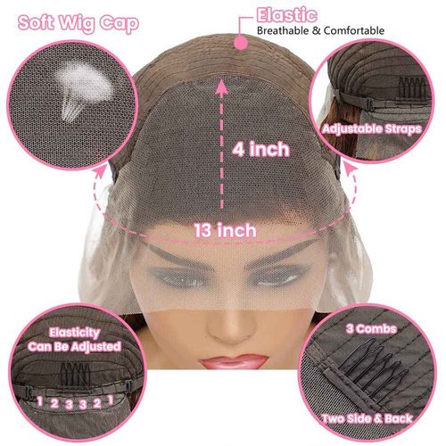 yamduly Honey Blonde Lace Front Wig Human Hair 13x4 HD Transparent 4/27 Highlight Ombre Lace Front Wigs Human Hair Pre Plucked With Baby Hair 180% Density Glueless Wig 18 Inch