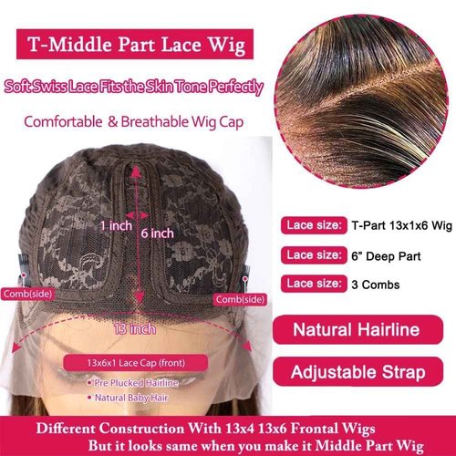 Sunelk Highlight Ombre Lace Front Wig Human Hair Colored 4/27 13x6x1 HD Transparent Lace Frontal Wigs Ombre Blonde Straight Human Hair Wigs for Women 150% Density Pre Plucked 22 inch