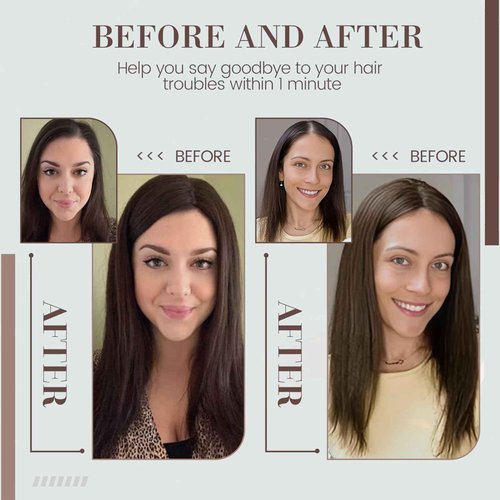 RMYHIG Hair Toppers for Real Human Hair, 360° 3D Human for Women with Thinning Hair Upgrade Middle Part Clip in Bangs Pieces for Women Daily (Light Brown, 14 Inch-3D-Side)