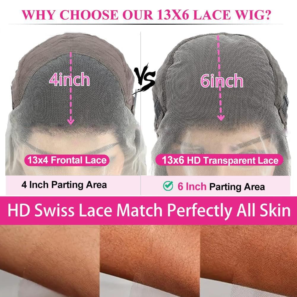 13x6 Body Wave Lace Front Wigs Human Hair Pre Plucked 250% Density HD Transparent Lace Frontal Wigs Human Hair for Women 12A Glueless Wigs with Baby Hair (250% density 13x6 Body wig, 24 Inch)