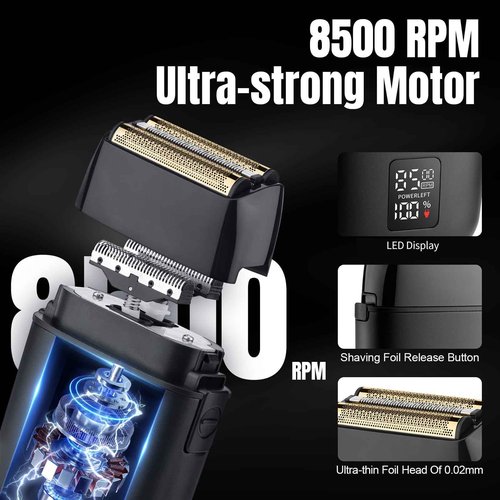 Zesuti Professional Barber Hair Clippers Trimmer Shaver Set for Men,Cordless Hair Cutting Kit & Zero Gap T-Blade Trimmer & 8500 RPM Electric Shaver Combo with EVA Case,Mens Gift