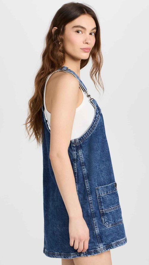 Free People Women's Overall Smock Mini, Sapphire Wash