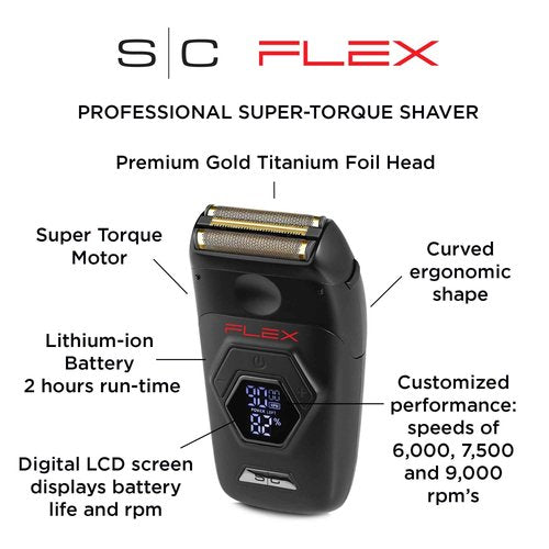 StyleCraft Flex Titanium Foil Shaver – Smooth Cordless Shaving with Super-Torque Motor, Digital LCD Display, and Micro-Trimmer Blade