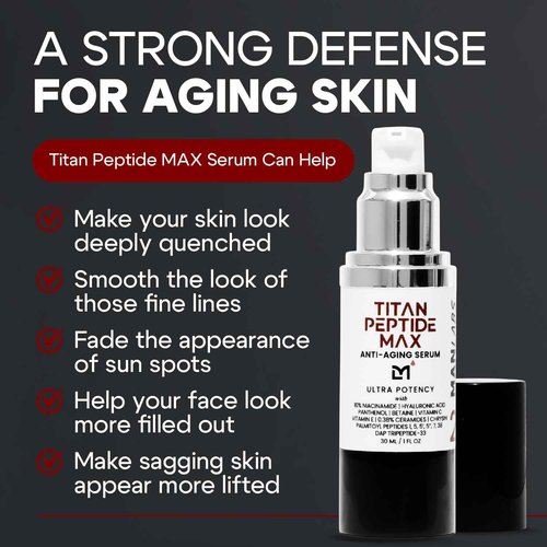 Man Labs Titan MAX Anti-Aging Peptides Serum for Face – Ultra Potency Mens Peptide Serum Moisturizer – Mens Skin Care – Men, Dark Spots, Wrinkles, Fine Lines – Peptides, 10% Niacinamide, HA –Unscented