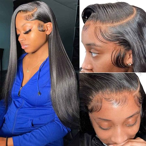 VGIRL Glueless 13x4 HD Lace Front Wigs Human Hair Pre Plucked with Baby Hair 180 Density 10A Straight Transparent Lace Frontal Human Hair Wigs for Black Women Bleached Knots (18 inch, Natural Color)