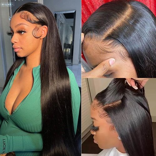 Aliglossy Brazilian Transparent Lace Front Wigs Human Hair 13x4 Straight Wigs Human Hair for Women Pre Plucked with Baby Hair Natural Hairline Wear & Go Glueless Lace Wig 180% Density 24 Inch 10A