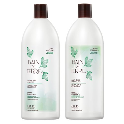 Bain de Terre Balancing Shampoo & Conditioner Set | Green Meadow | Normal to Oily Hair | Paraben Free | 33.8 Fl Oz