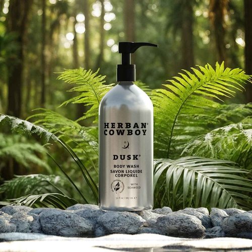 Herban Cowboy Body Wash, Rich Cologne Scent, Enhanced with Plant-Powered Ingredients, Vegan Body Wash (Dusk, 30 Ounce Aluminum Bottle)