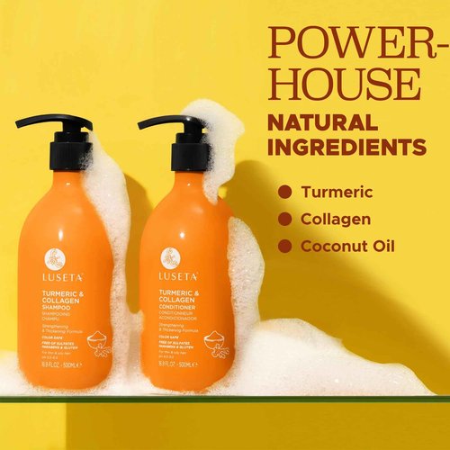 Luseta Shampoo and Conditioner Set with Turmeric & Collagen, Hair Volumizing Shampoo for Thin or Oil Hair, Sulfate and Parabens Free 2x33.8Oz