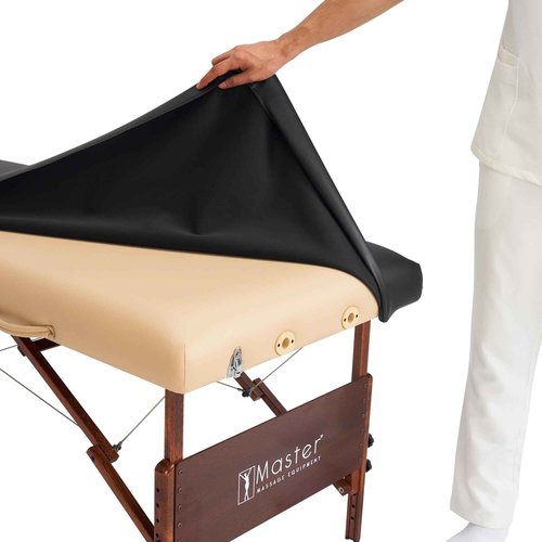 Master Massage Rectangular Universal Fabric Fitted PU Vinyl Leather Ultra-Durable Massage Table Protection Cover-Replacement Cover Protector Black