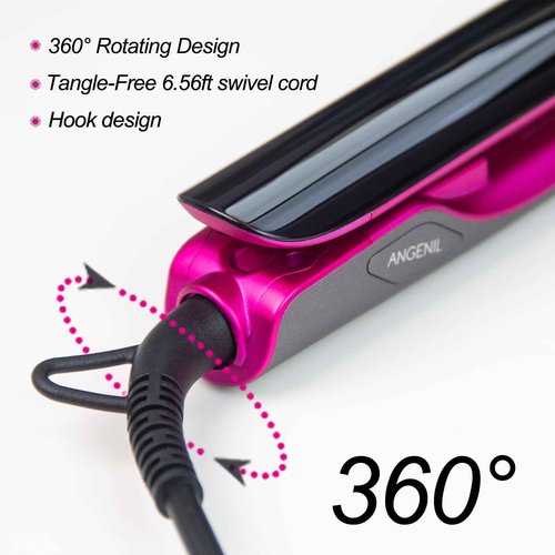 ANGENIL 2 in 1 Straightener and Curler, Ceramic Professional Flat Iron 1.75 Inch Wide, Anti-Scald Straightening Iron, Dual Voltage Hair Straightener for Women with Silicone Pad, LCD, 20S Fast Heating