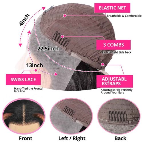 Black Ginger Blonde Highlight Wig Human Hair 13x4 Transparent Lace Front Skunk Stripe Wig Body Wave Glueless Pre Plucked Bleached Knots Lace Frontal Wig Black Honey Blonde Ginger Highlight Wig 20 Inch