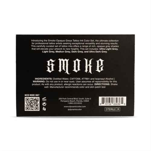 DYNAMIC Color Co- Tattoo Ink Bundle: Black 8 oz Bottle & Opaque Grey 1 oz Smoke Set - Vegan, USA-Made Tattoo Inks for Precision Artistry