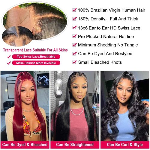 Nawpum 26 Inch 13x6 Lace Front Human Hair Wigs 180 Density Pre Plucked Straight HD Lace Wigs Human Hair 13x6 Straight Lace Frontal Wigs Human Hair Wigs for Women Glueless Wig