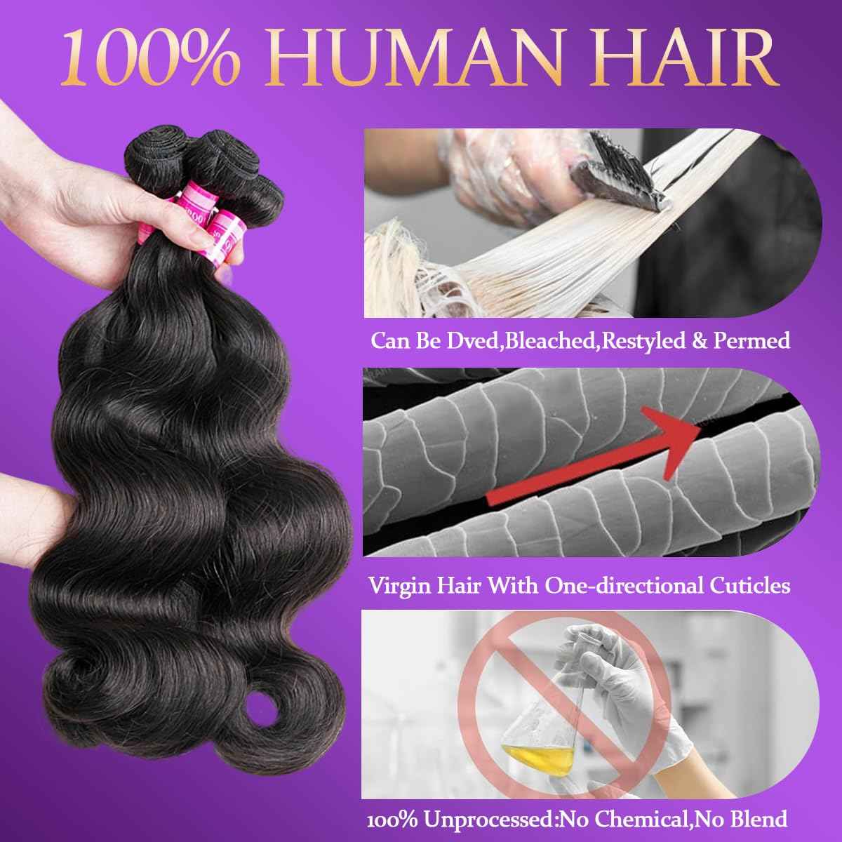 12A Human Hair Bundles with Closure 20 22 24+18 Inch Body Wave Bundles with 4x4 HD Lace Closure Human Hair 100% Brazilian Virgin Hair Extensions 3 Bundles Deals Hair Quick Weave Natural Black