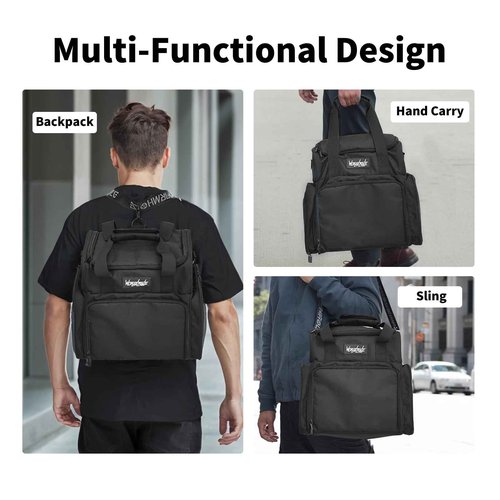 Wormhole Tattoo Case Tattoo Backpack with 3 Inner Removable Pouches 2 Layers Travel Bag for Tattoo Stencil Printer Tattoo Supplies Black 14.6" L x 9.5" W x 14.2" H